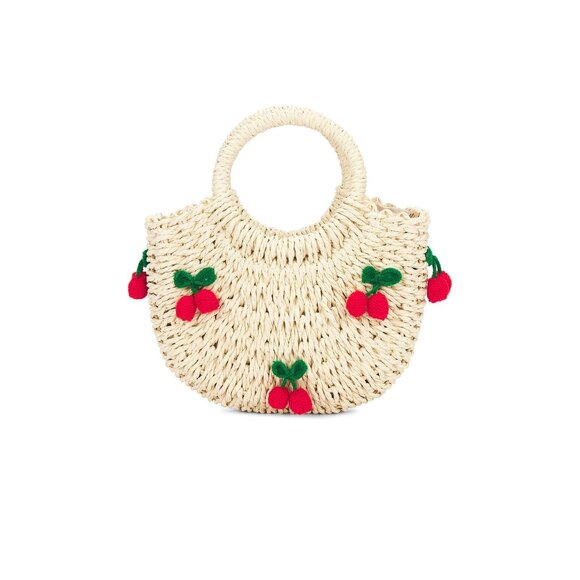 petit moments Cherry Straw Bag Color Beige ReV - Picture 2 of 5